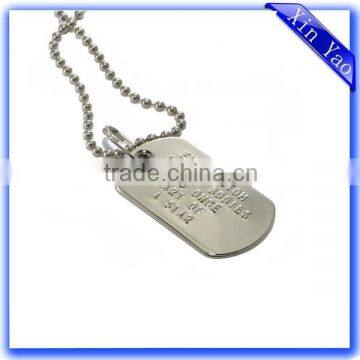 Factory OEM Engraved Silver plated Dog Tag Pendant