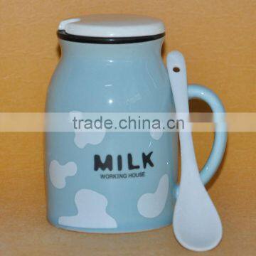 ceramic milk mug with lid