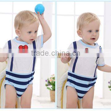 cheap babysuit 100% cotton baby clothes blue stripe Baby body suits                        
                                                                                Supplier's Choice