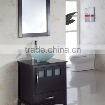 Solid Wooden Single Glass Bowl Bathroom Vanity