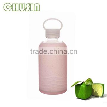 hot selling borosilicate glass water bottle with food grade silicone sleeve wholesale