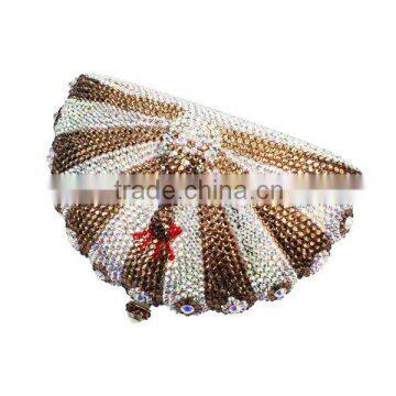 Hard Case Metal Frame Peacock Evening Clutch Bags With Crystal Stones (B1048-G) photo-5
