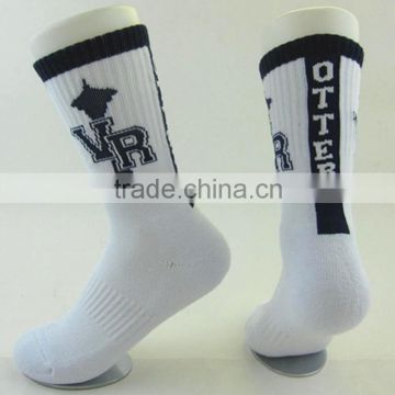 Wholesale custom happy women white terry socks