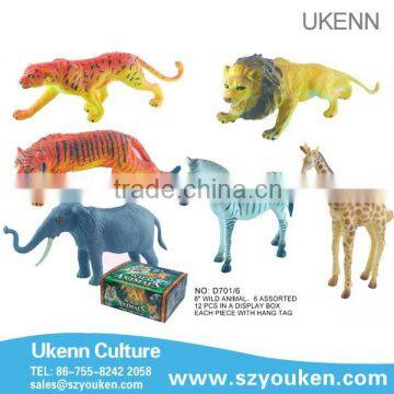 Ukenn plastic 8" wild animal 6pcs assorted 12pcs/box animal model for forest