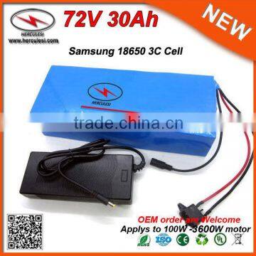 Rechargeable Battery Li-Ion 72V Battery Pack for Electric Scooter 3000W 72V Used 50A BMS Samsung 18650 Cells