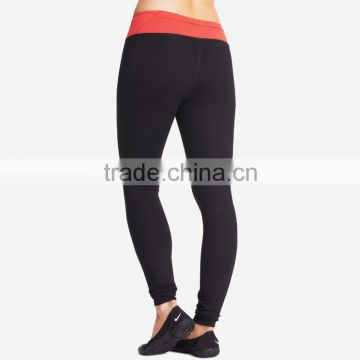 Women Active Gym Wear Contrast Color Waistband Tight Body High Waist Pants