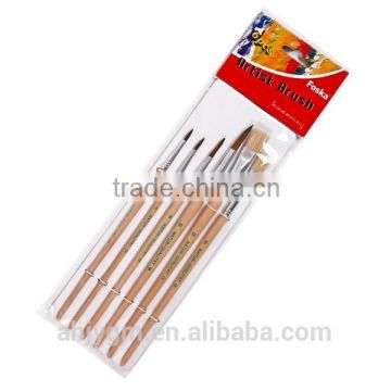 6pcs Wooden Handle Horsehair+bristle Hair Artist Brush/professional artists painting brushes