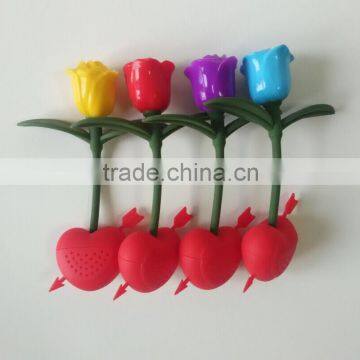 Rose and Cupid's arrow heart shape silicone tea infuser