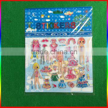 embossed PVC cartoon stickers/dress up PVC stickers