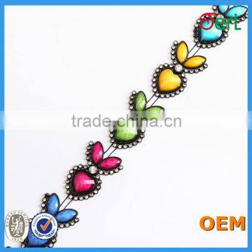 Fancy multicolor rhinestone brass cup chain for garment accessories