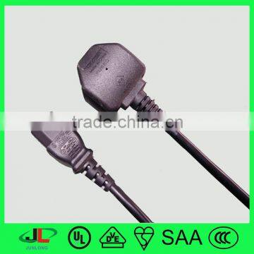 UK electrical wire cable with BS 3 pin 13A power plug and IEC c13 female plug