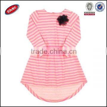 2015 New Design Child Dress Striped Girl Dress With Flower