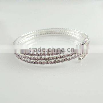 3 ROW PURPLE RHINESTONE COIL BRACELET-B32090-LT.AMY