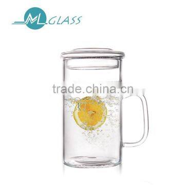 Patented design heat resistant glass teacup with honeycomb filter strainer handmade glass tea cup 300ml