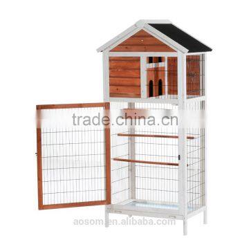 Pawhut 64" Vertical Outdoor Aviary Bird Cage - White/Dark Brown