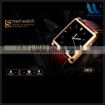 2016 Fashion leather band high quality smart watch , smart watch pedometer/anti-lost/remote camera