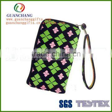 wholesale printed zipper neoprene purse on market