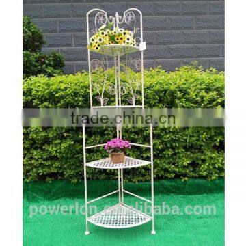 POWERLON Vintage Foldable Metal 3-tier Corner Shelf Plant Stand for Outdoor and Indoor Use photo-3