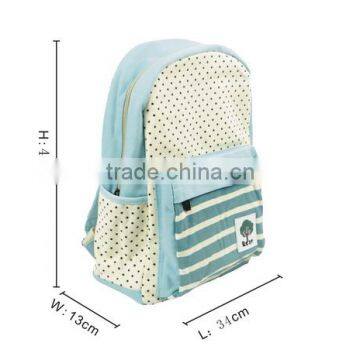 Canvas Polka Dots and Stripes School Bag School Backpack For Campus Hiking Travel Book Bag photo-6