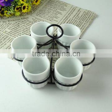 New design cheap white porcelain cup and plate in stock, wholesale coffee set , tea set, espresso cup saucers with black iron