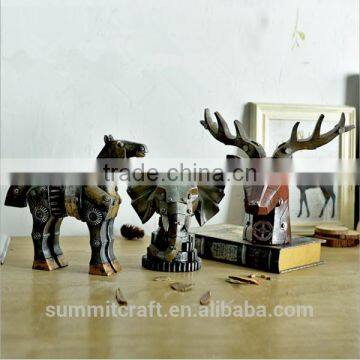 Unique Mechanical Style Resin Elephant Deer Head Ornament photo-5