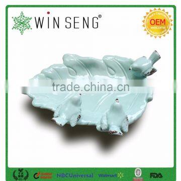 Garden Decor Glazed Leaf Bird Ceramic Porcelain Plate, Decorative Plate photo-2