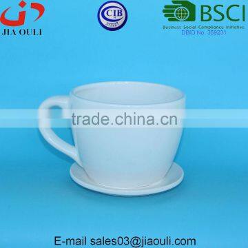 Cup of Flowers With Saucer Ceramic Cup Flower Pot photo-3