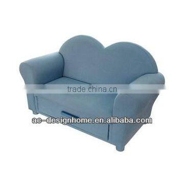 LT. BLUE CANVAS/WOODEN KID TWO SEATS SOFA