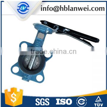 ISO Standard Made in China Ductile Iron Handle Manual Wafer Center Butterfly Valve D71X-16