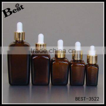 15ml 30 ml essential oil glass dropper bottle aluminium cap square glass dropper bottle free sample cosmetic packaging