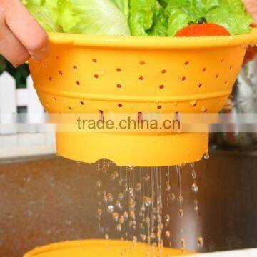 Silicone Folding Bowl Vegetable Wash Basket Friut Basin photo-3