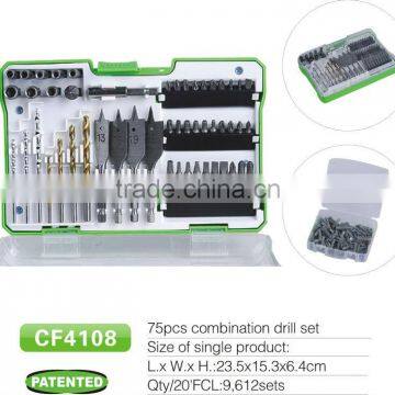 75 Piece Twist Drill / Wood Drill / Masonry Drill And Bit Set