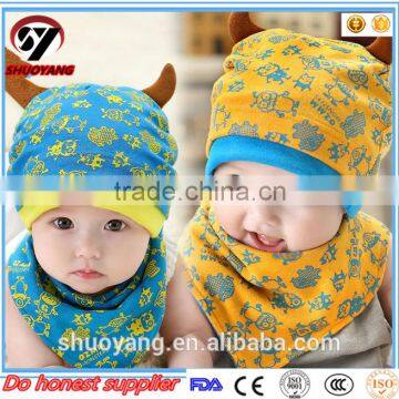 Two Piece Sets Winter Baby Beanie with Bib Cute Cartoon Beanie Hat