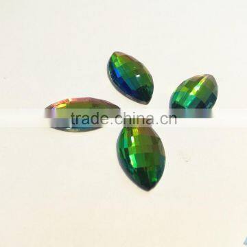 china factury wholesale navette glass flat back stone sew on pendant with holes for jewelry accessories