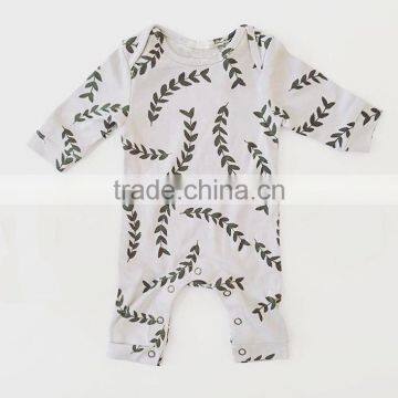 Custom Leaf Print Romper One Pieces Cute Suit for Newborn Gift photo-3