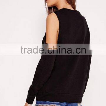 OEM Service Latest Design Lady Black Cold Shoulder Pretty Sweatshirt photo-4