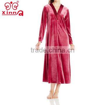 V Neck Velour Long Casual Lady Pijama photo-3