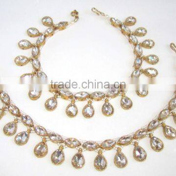 GOLD Tone Crystal Beads PAYAL Anklets Pair photo-4