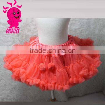High Quality! Wholesale Kids Skirt Solid Color Kids Skirt Chiffon Pettiskirt Tutu With Pom photo-2
