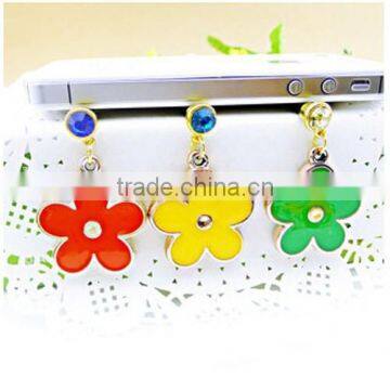 Cellphone accessories customized designs flower earphone plug mobile phone anti dust plug