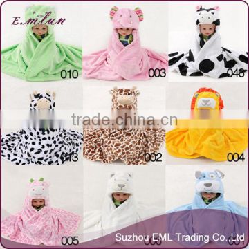 China supplier custom baby hooded towel lovely flannel baby bath towel