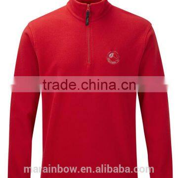 customized mens red plain quarter zip polar fleece jacket/jumper/hoodie 1/4 zip printed jacket wholesale