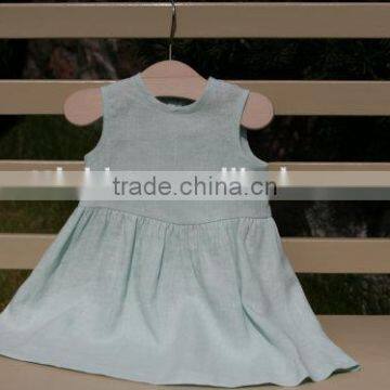 Handmade Boutique Design Baby Linen Clothes Girls Plain White Dress Children Party Wear Medium Dresses photo-4