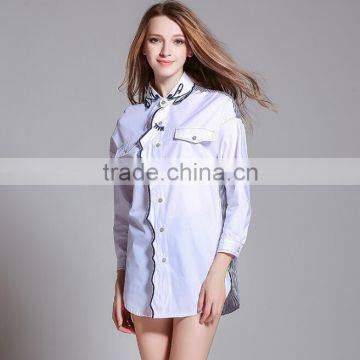 Zm50277b Autumn New Model Fashion Woman Blouses and Tops Long Sleeve White Plus Size Lady Blouse photo-4