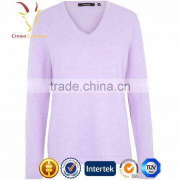 Custom Factory V Neck Lady Italian Cashmere Sweater Womens