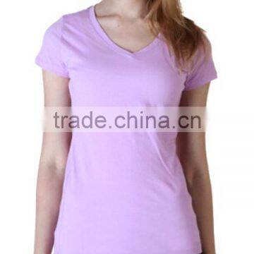 Women's V-neck Short Sleeve Pink T-shirt