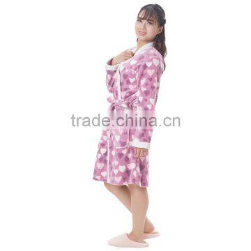 Lovely Printed Micro Fleece Bathrobe,Ladies Fleece Bath Robe