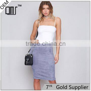 Lavender new color midi suede pencil skirt nice fit modern simple ladies wear