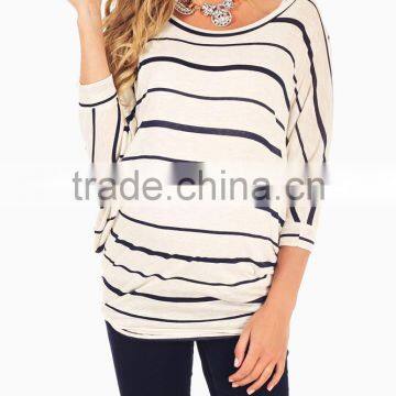 NAVY BLUE IVORY STRIPED DOLMAN SLEEVE MATERNITY TOP MATERNITY CLOTHES CHEAP