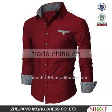 Men's Stylish Model Contrast Collar Slim Fit Casual Camisas